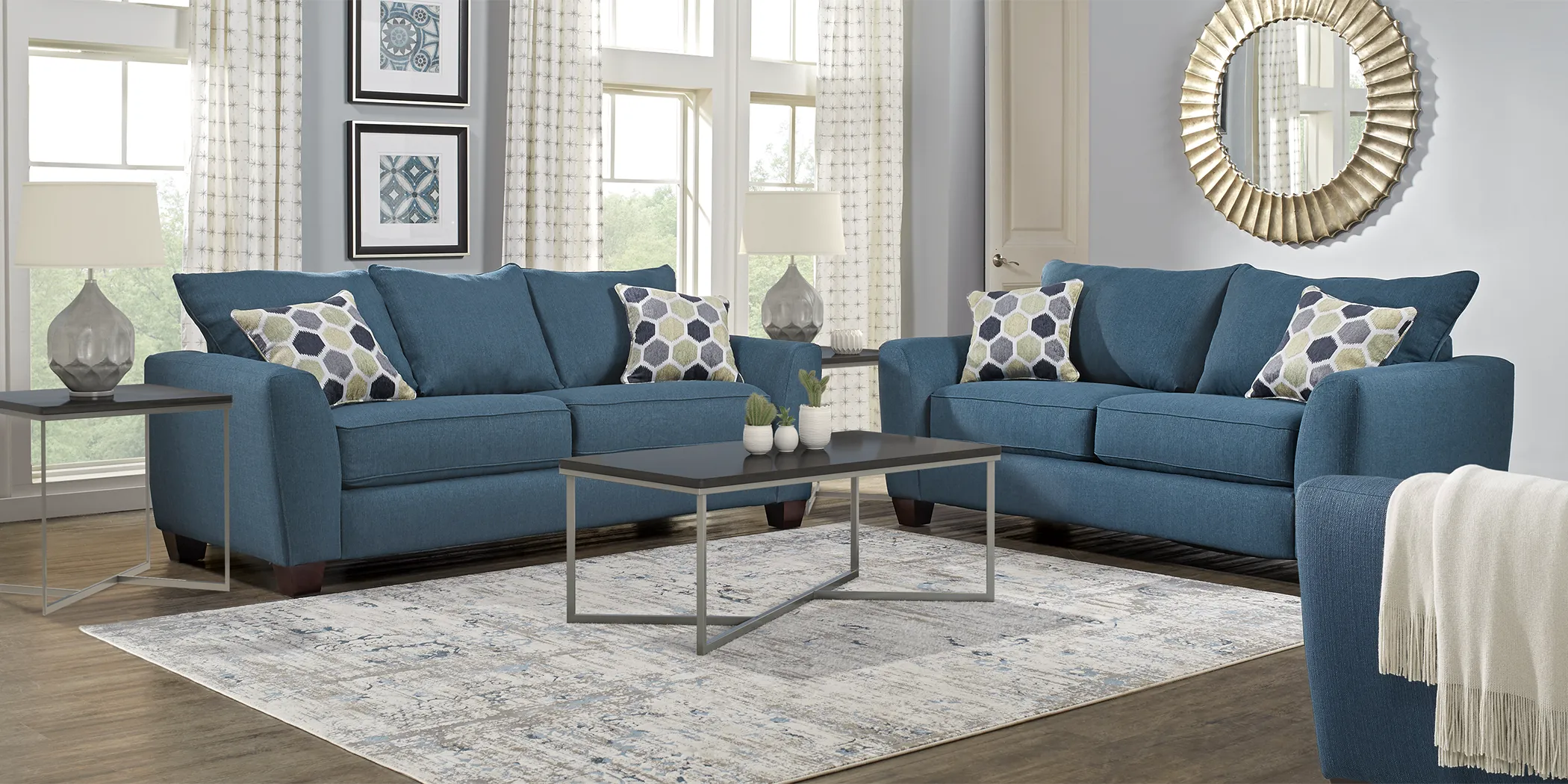 Bonita Springs Blue 3 Pc Living Room - Thumbnail - Image 1