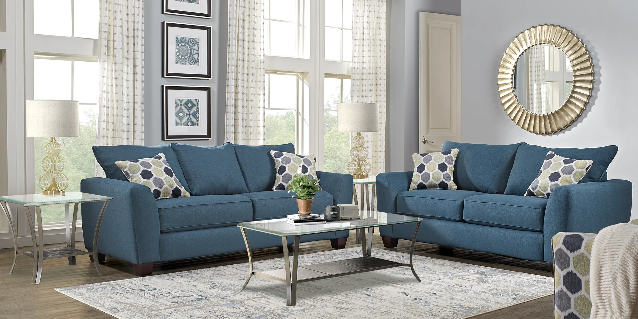Bonita Springs Blue 5 Pc Living Room - Thumbnail - Image 1