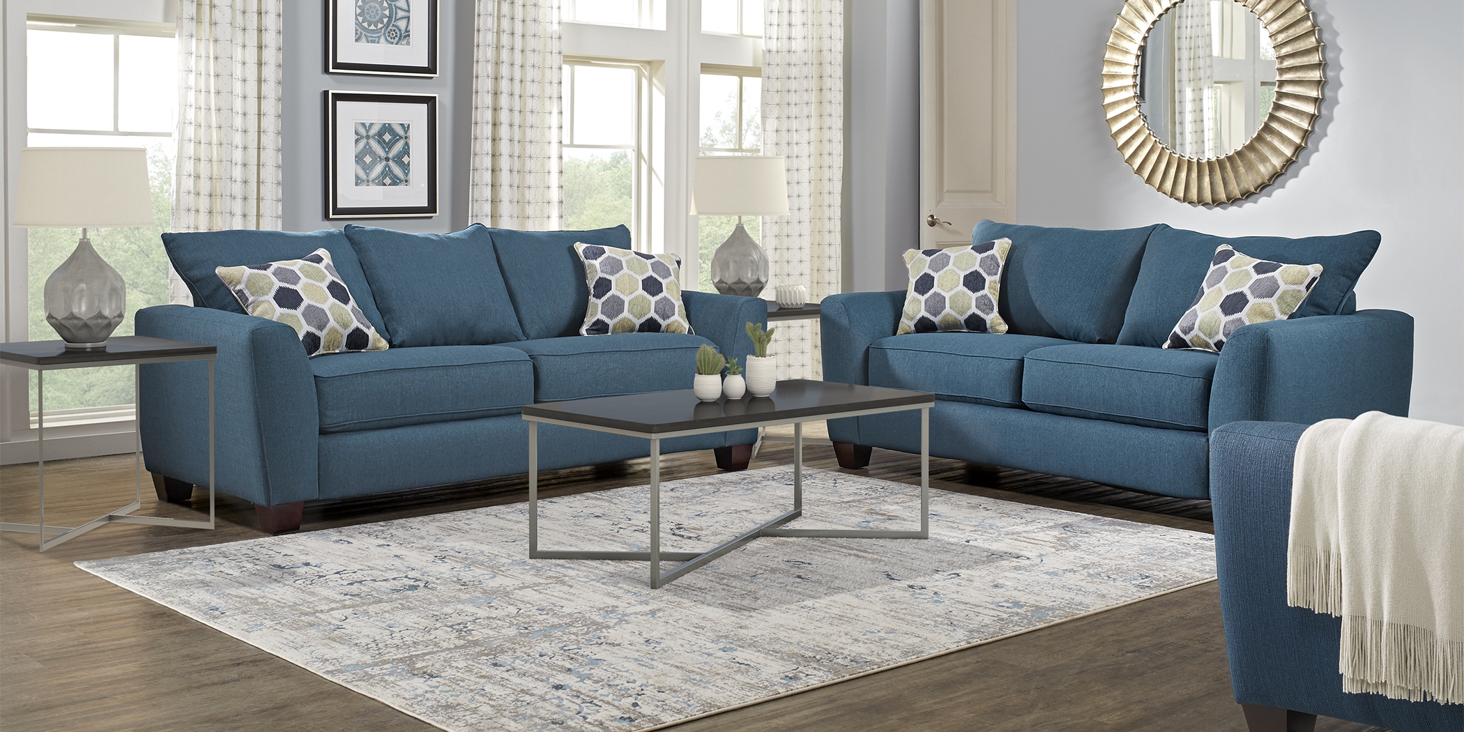 Bonita Springs Blue 7 Pc Living Room - Thumbnail - Image 1