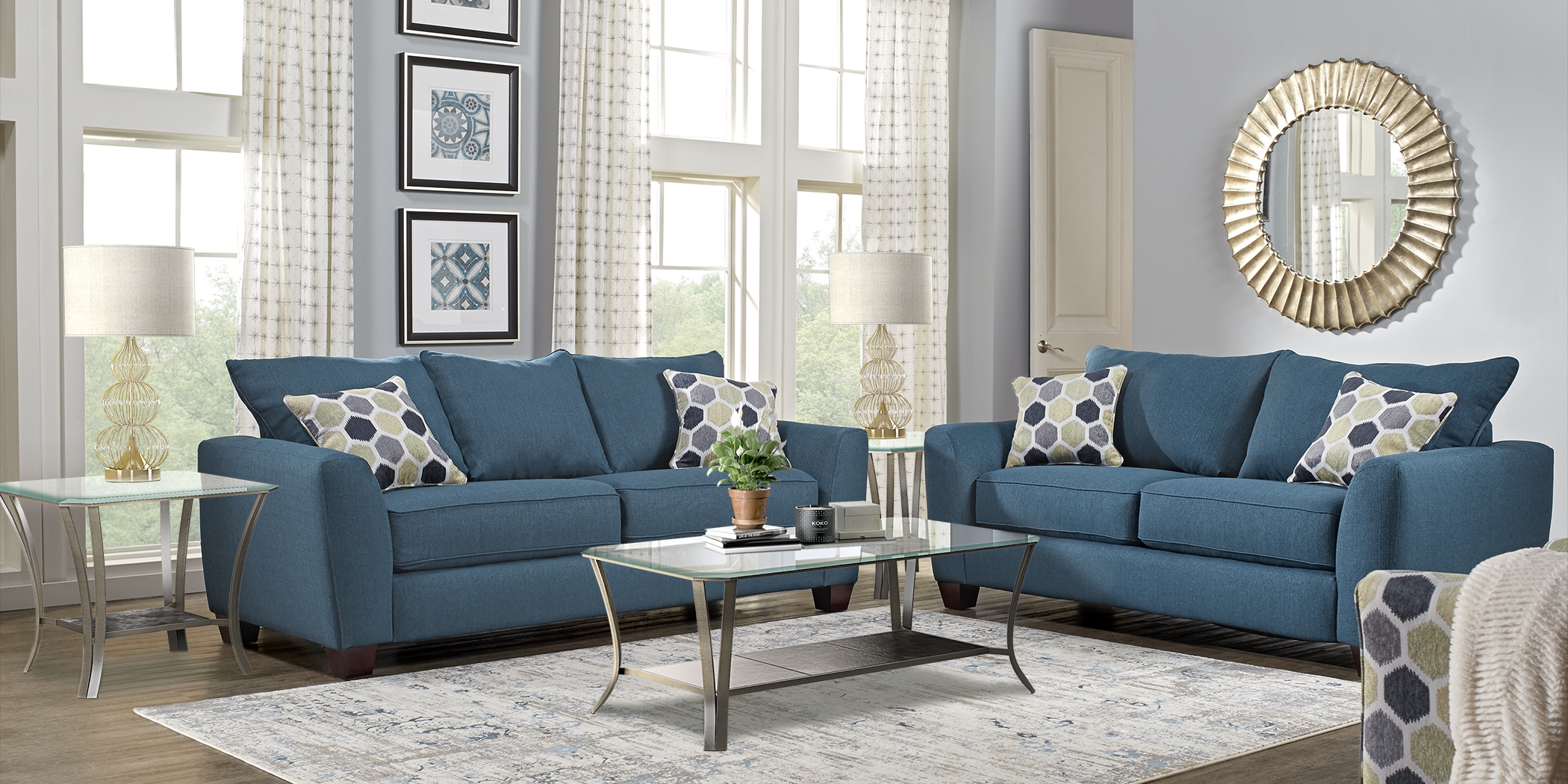Bonita Springs Blue 7 Pc Living Room - Thumbnail - Image 1