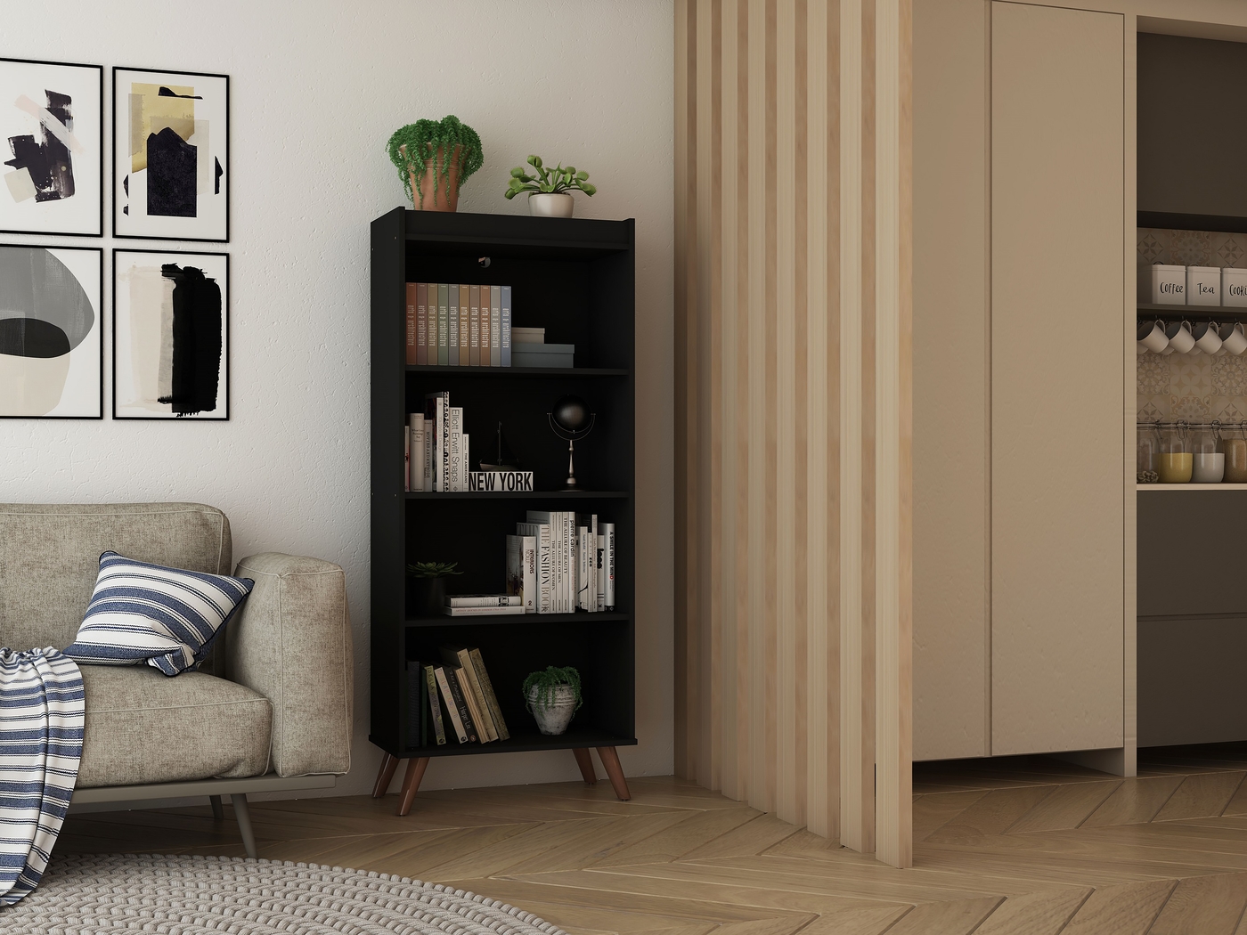 Bonnedelle Black Bookcase - Thumbnail - Image 4