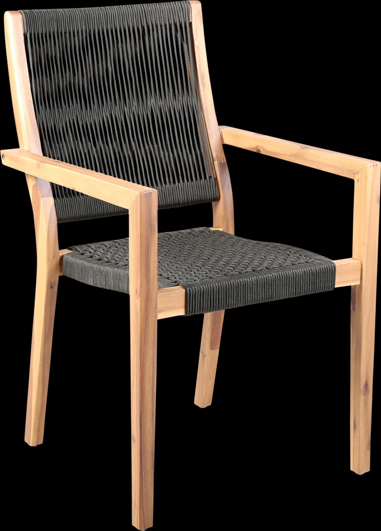 Outdoor Borbeck Black Arm Chair, Set of 2 - Thumbnail - Image 2