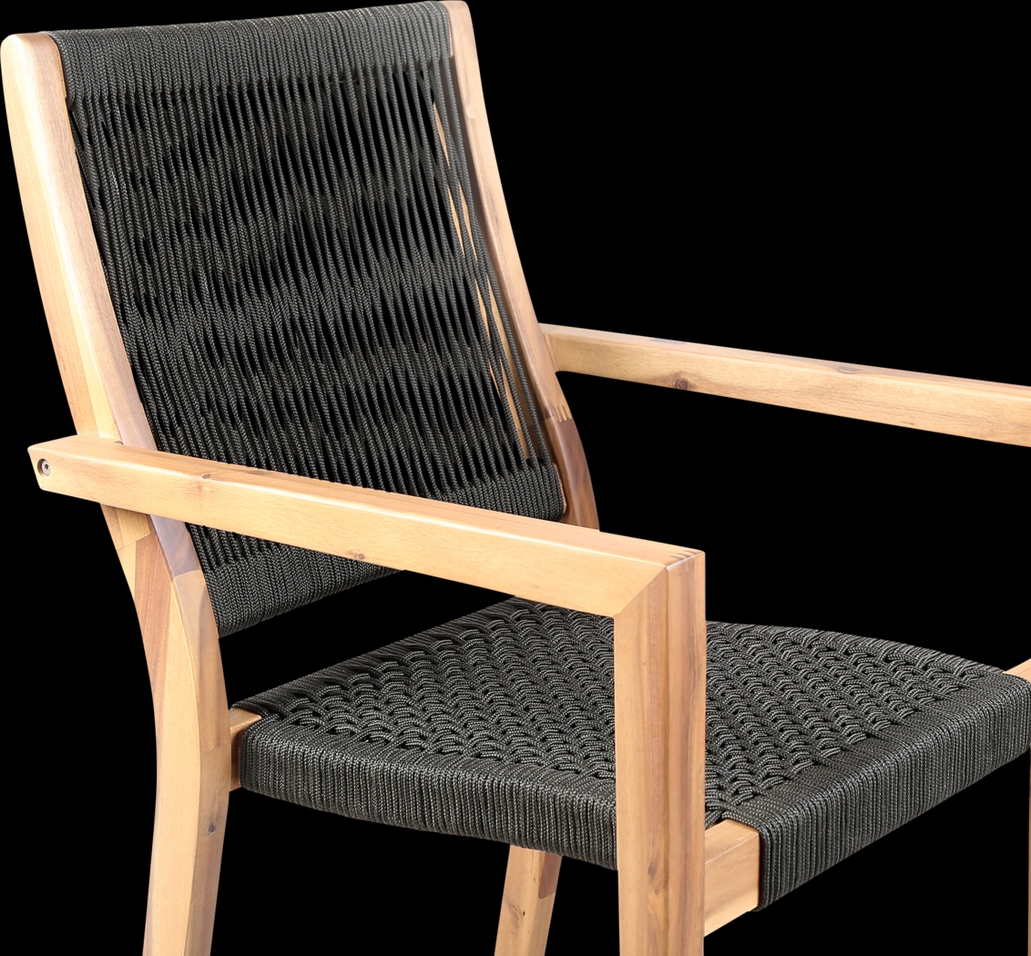 Outdoor Borbeck Black Arm Chair, Set of 2 - Thumbnail - Image 5