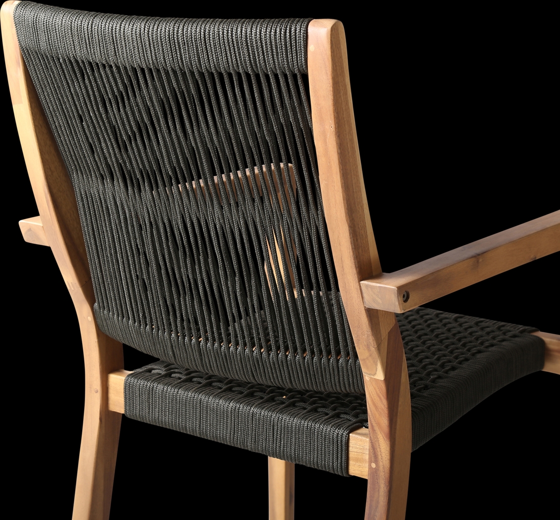 Outdoor Borbeck Black Arm Chair, Set of 2 - Thumbnail - Image 6