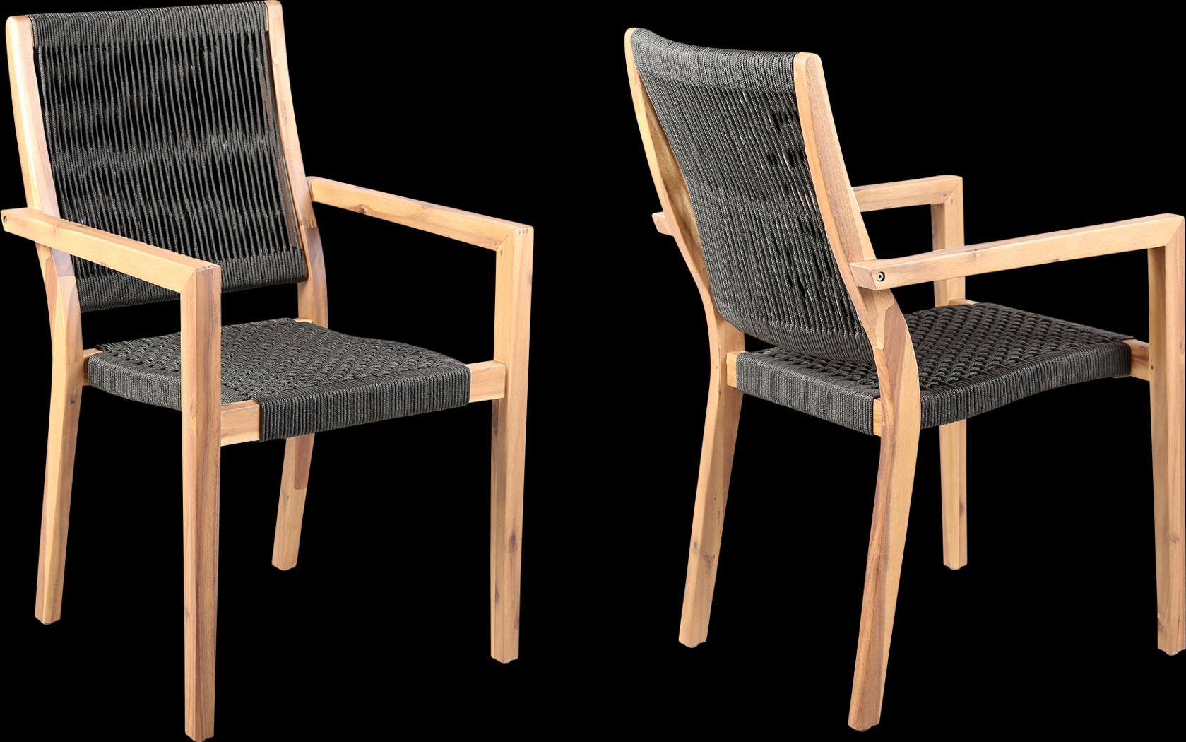 Outdoor Borbeck Black Arm Chair, Set of 2 - Thumbnail - Image 1