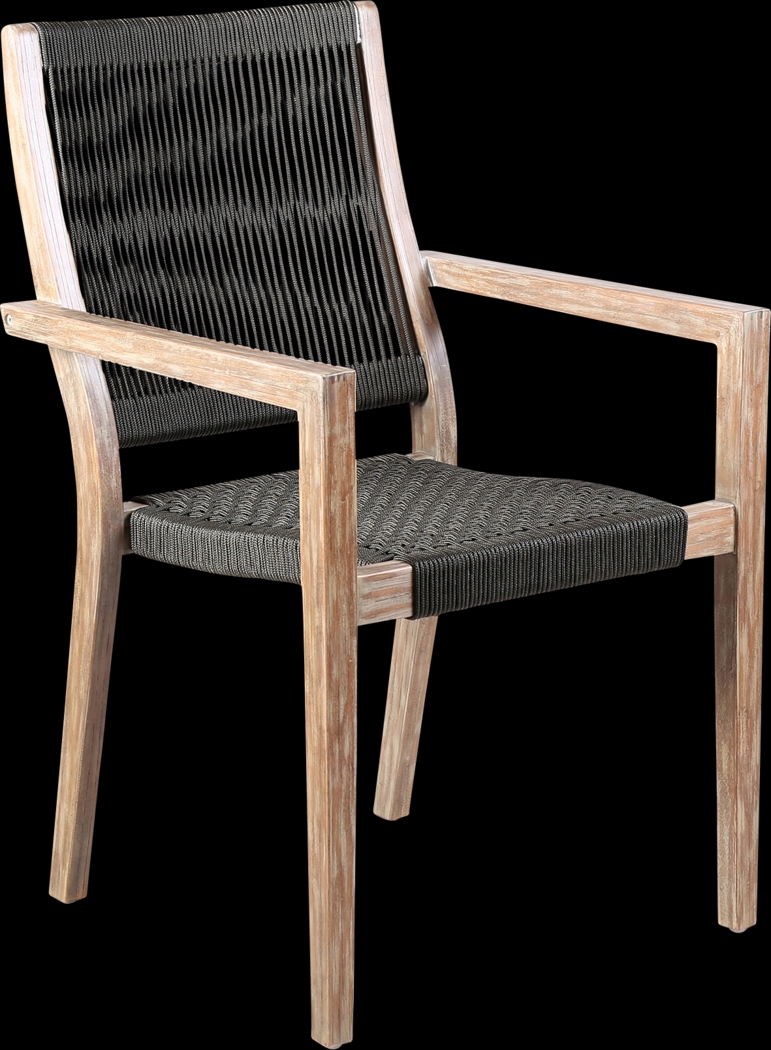 Outdoor Borbeck Black Arm Chair, Set of 2 - Thumbnail - Image 2