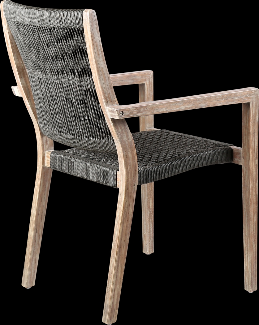 Outdoor Borbeck Black Arm Chair, Set of 2 - Thumbnail - Image 4