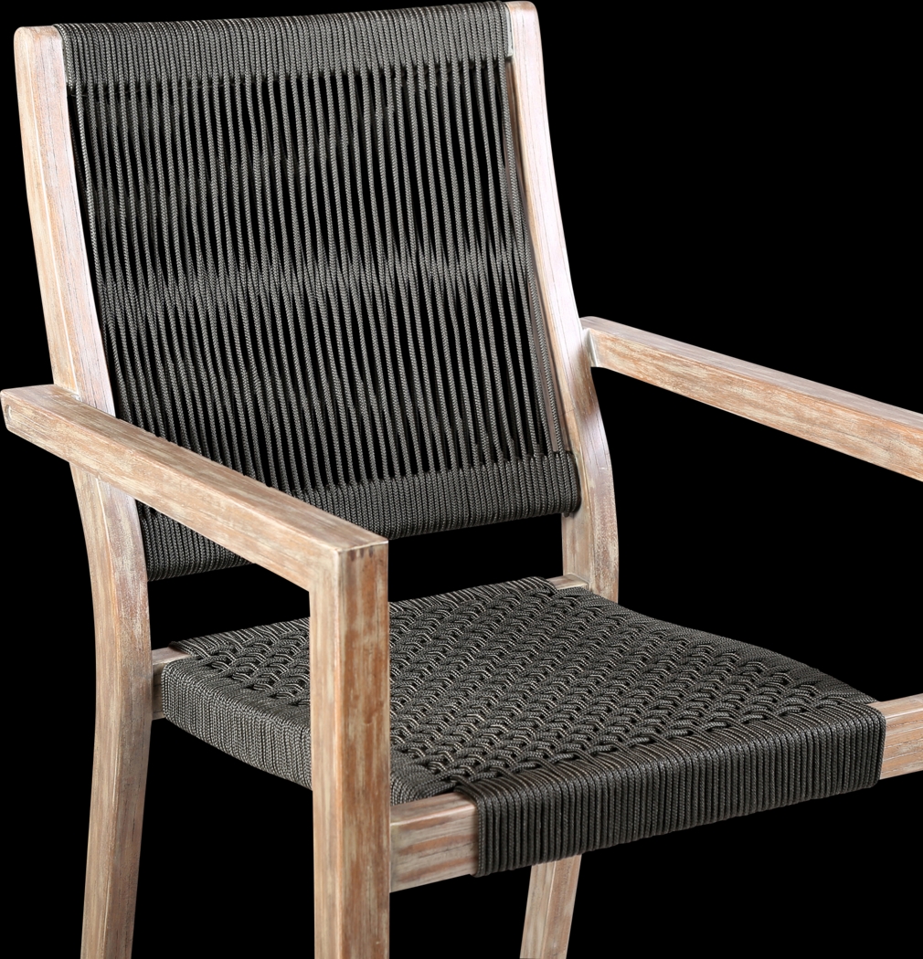 Outdoor Borbeck Black Arm Chair, Set of 2 - Thumbnail - Image 5