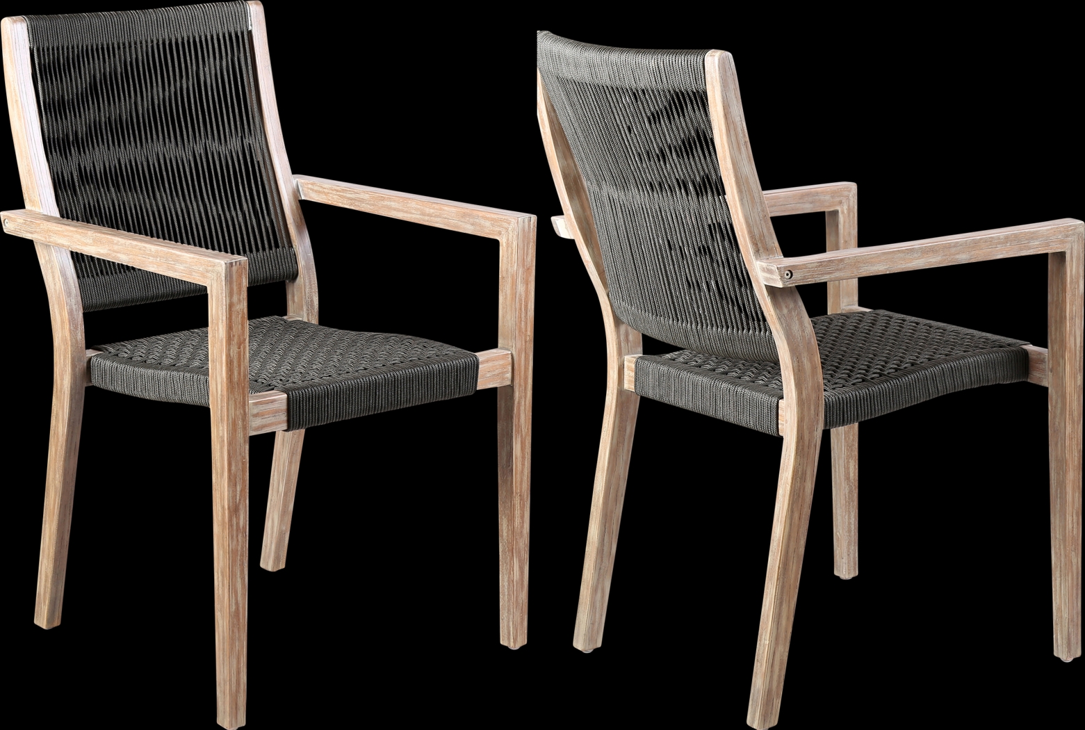 Outdoor Borbeck Black Arm Chair, Set of 2 - Thumbnail - Image 1