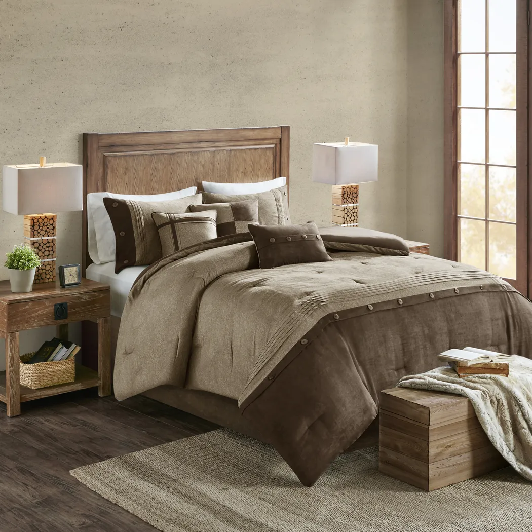 Borchard Brown 7 Pc California King Comforter Set - Thumbnail - Image 1