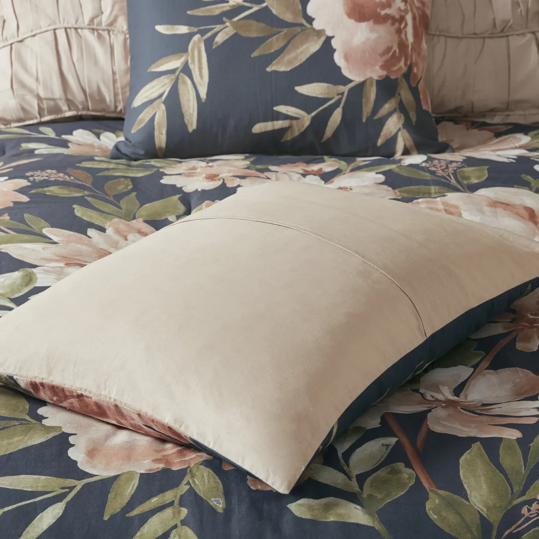 Bottlebrush Navy 8 Pc California King Comforter Set - Thumbnail - Image 8