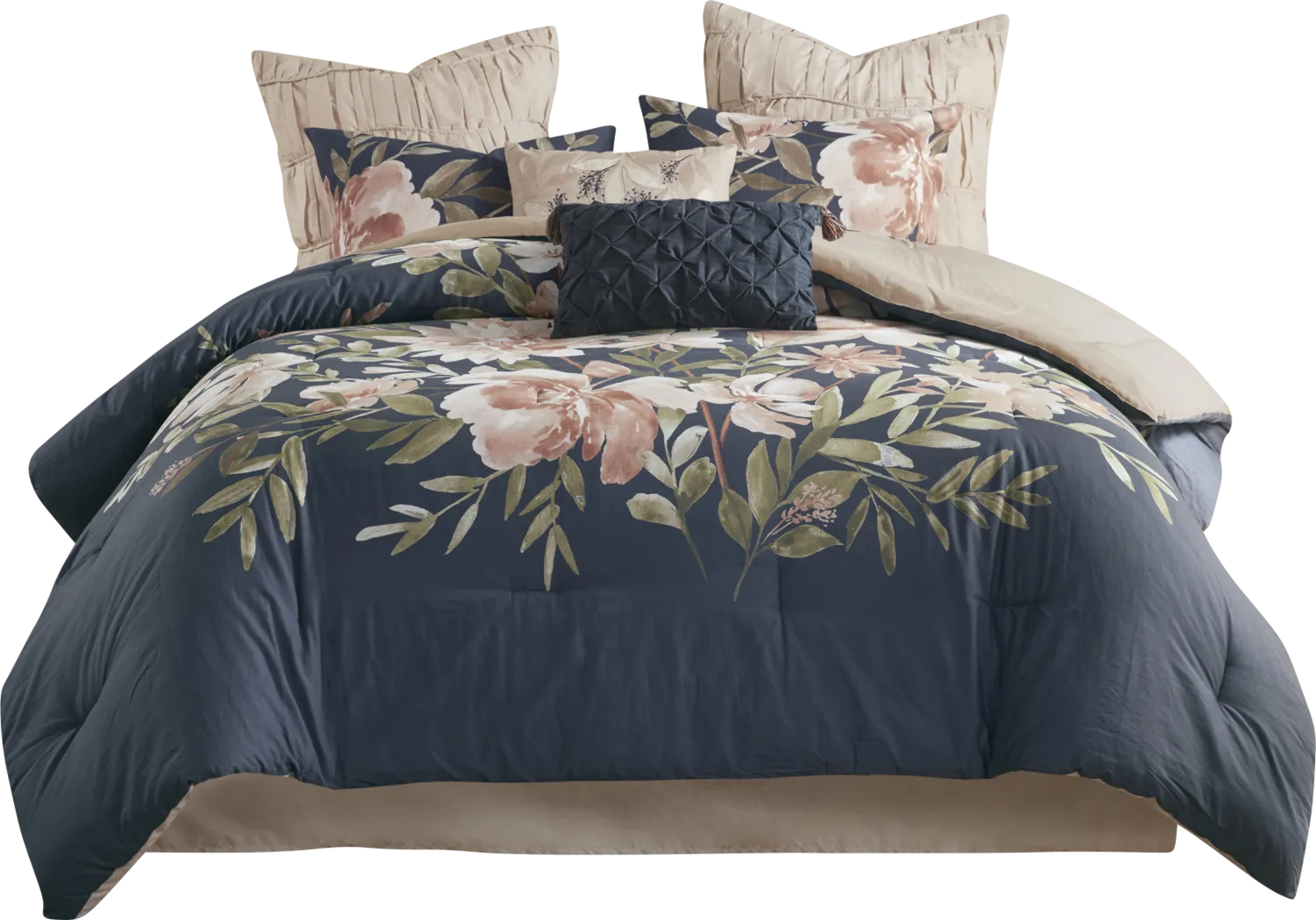 Bottlebrush Navy 8 Pc California King Comforter Set - Thumbnail - Image 12