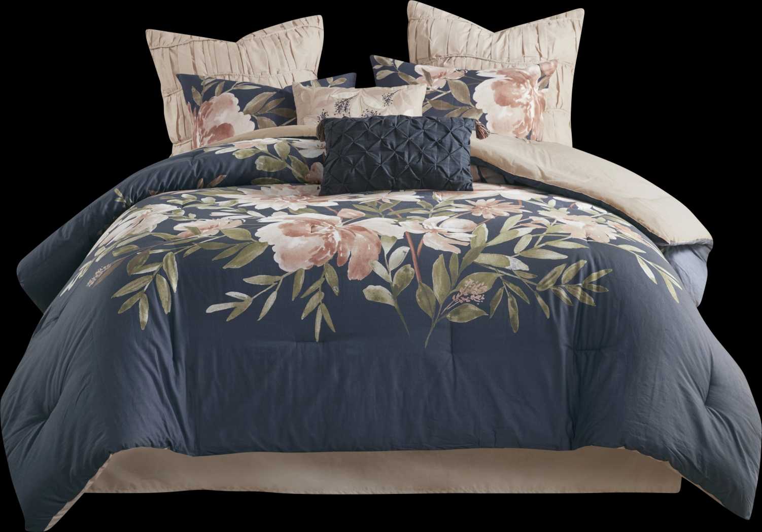 Bottlebrush Navy 8 Pc King Comforter Set - Thumbnail - Image 12