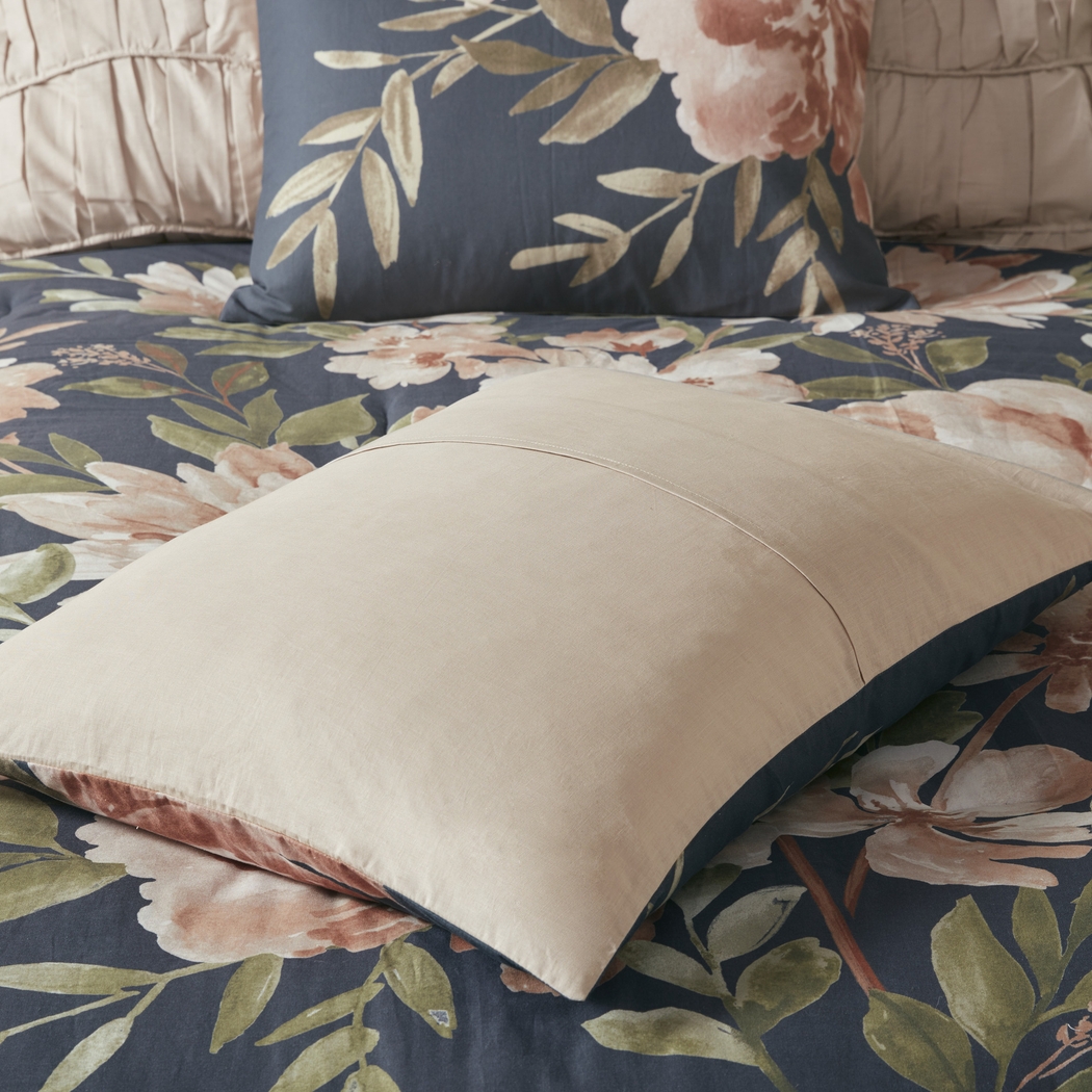 Bottlebrush Navy 8 Pc Queen Comforter Set - Thumbnail - Image 8