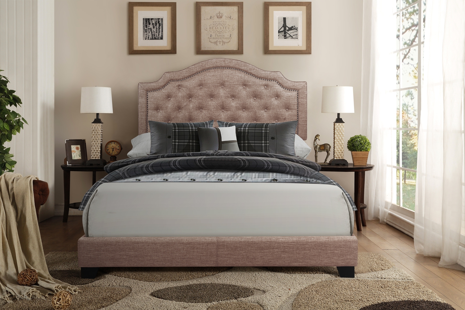 Bowerton Beige Queen Upholstered Bed - Thumbnail - Image 2