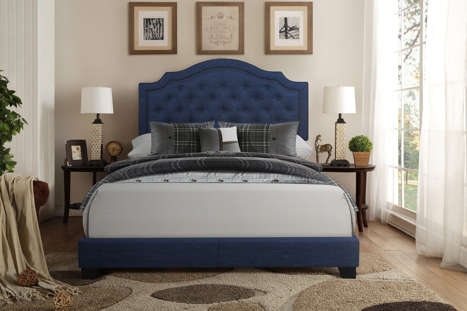 Bowerton Blue King Upholstered Bed - Thumbnail - Image 2
