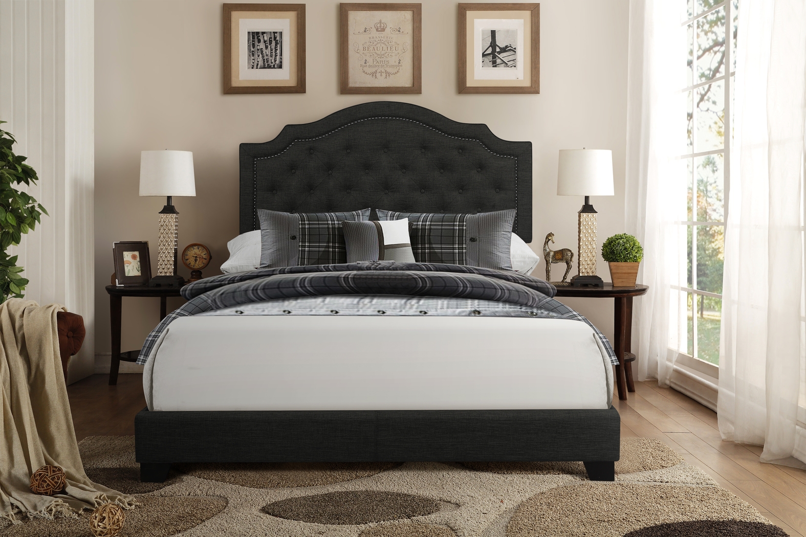 Bowerton Dark Gray Full Upholstered Bed - Thumbnail - Image 2
