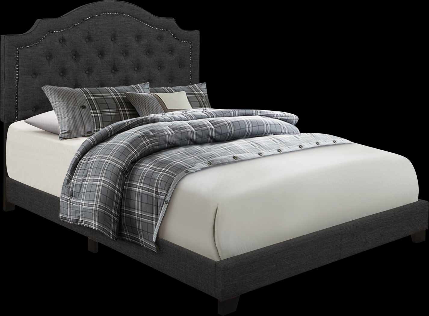 Bowerton Dark Gray Full Upholstered Bed - Thumbnail - Image 3