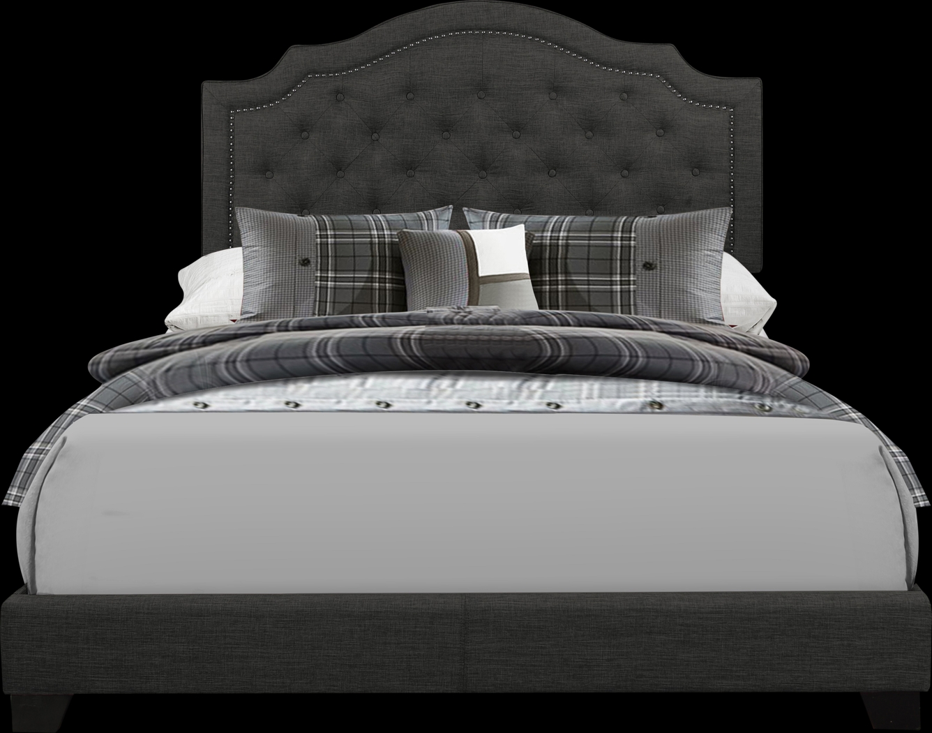 Bowerton Dark Gray Full Upholstered Bed - Thumbnail - Image 1