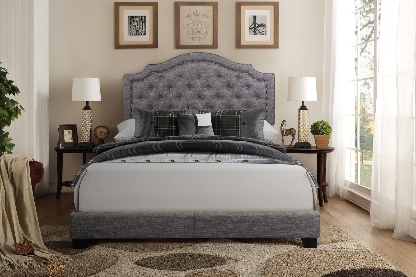 Bowerton Gray Full Upholstered Bed - Thumbnail - Image 2