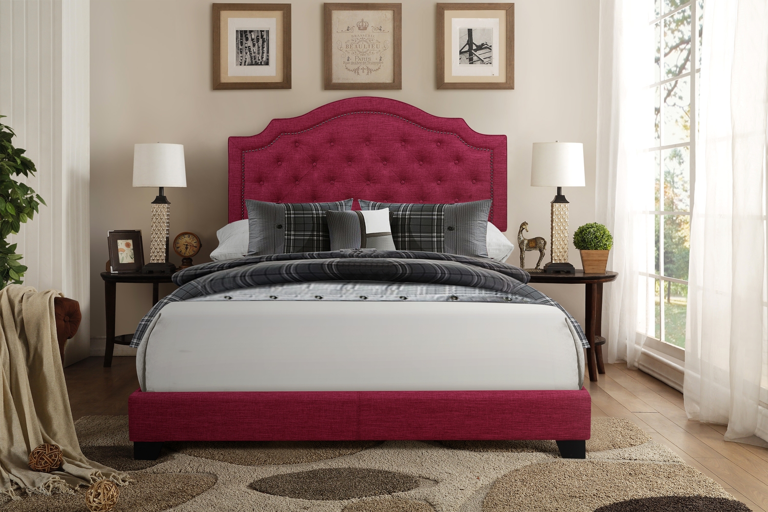 Bowerton Pink King Upholstered Bed - Thumbnail - Image 2