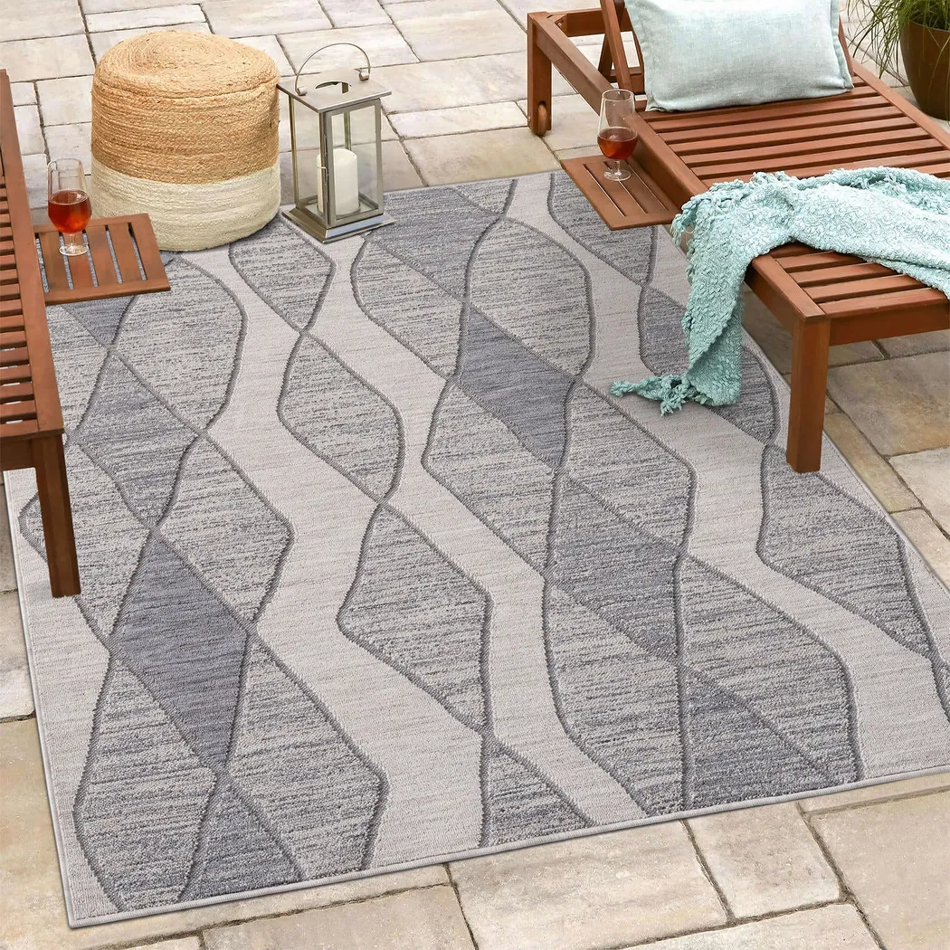 Boyale Blue 5' x 7' Indoor/Outdoor Rug - Image 9