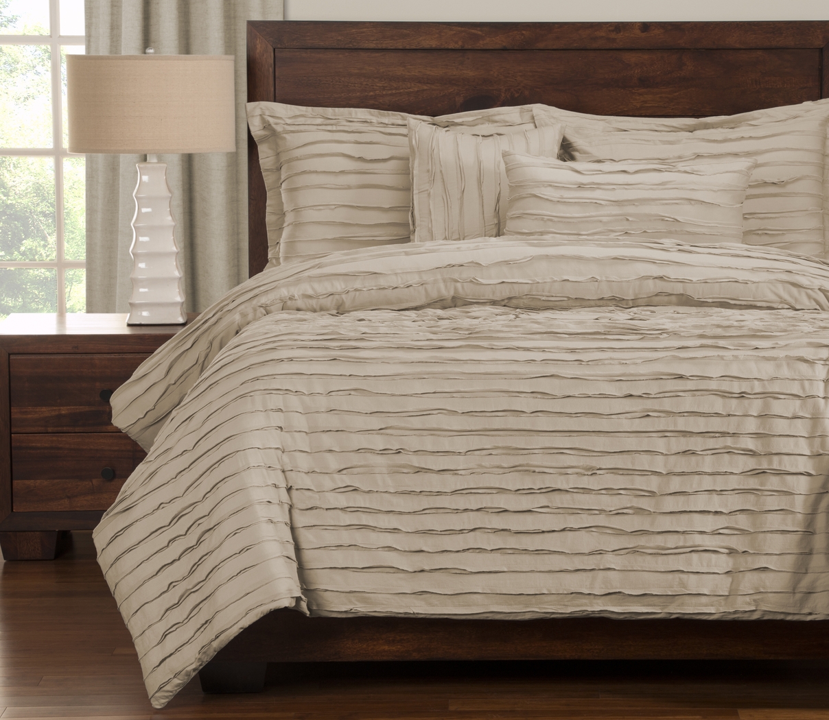 Boyton Nights Beige 6 Pc Queen Duvet Set - Thumbnail - Image 1