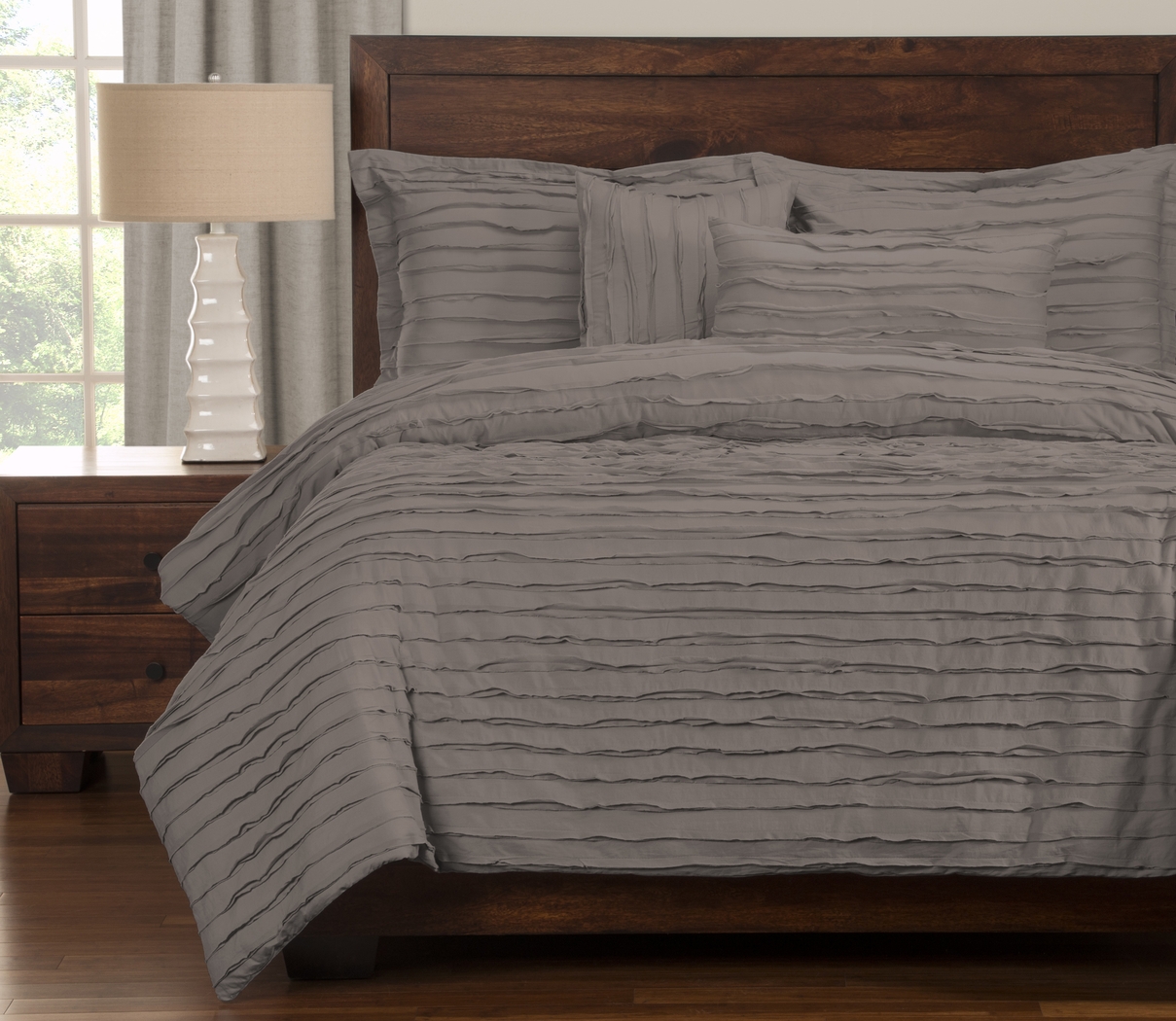 Boyton Nights Gray 6 Pc Queen Duvet Set - Thumbnail - Image 1