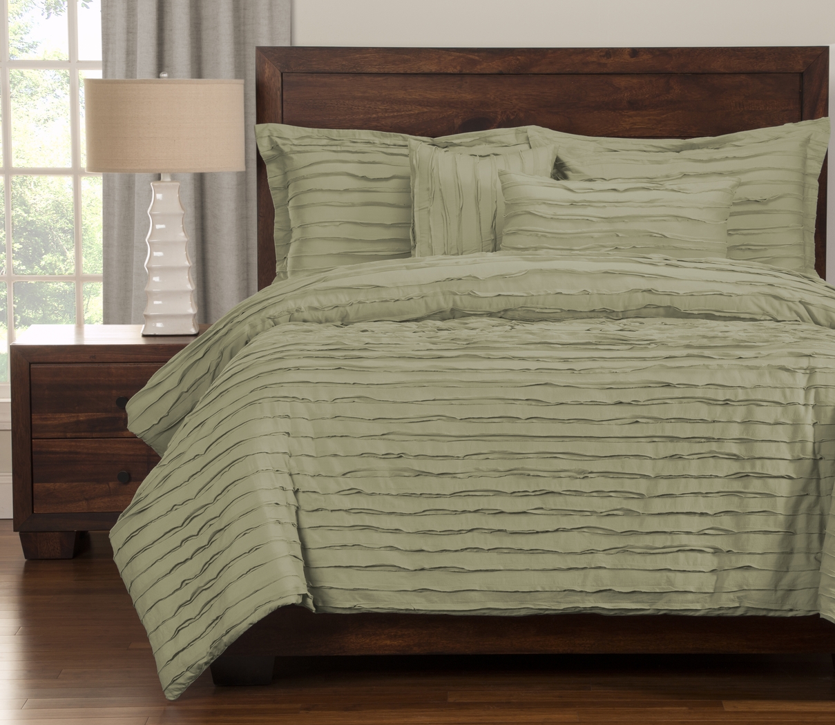 Boyton Nights Green 6 Pc King Duvet Set - Thumbnail - Image 1