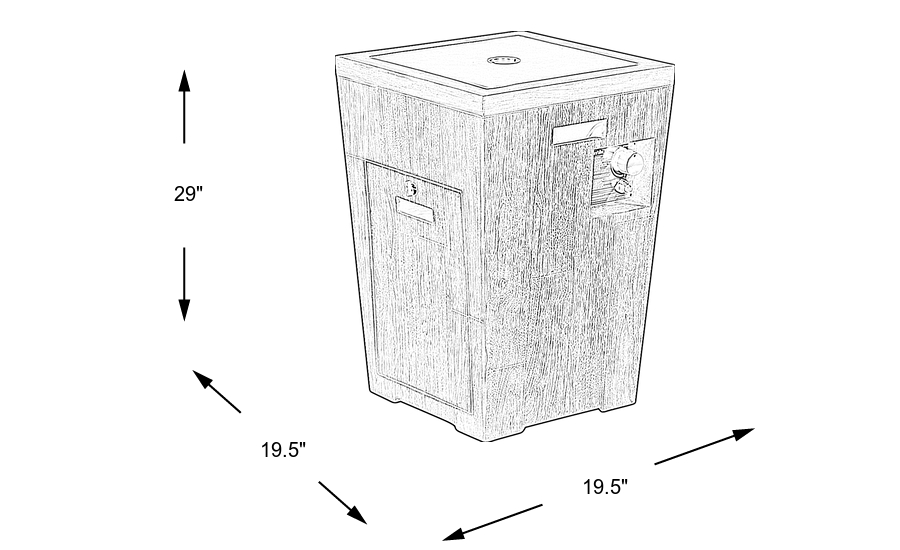 Dimension Image. Please refer to the Dimension Tab on this page for dimension details.