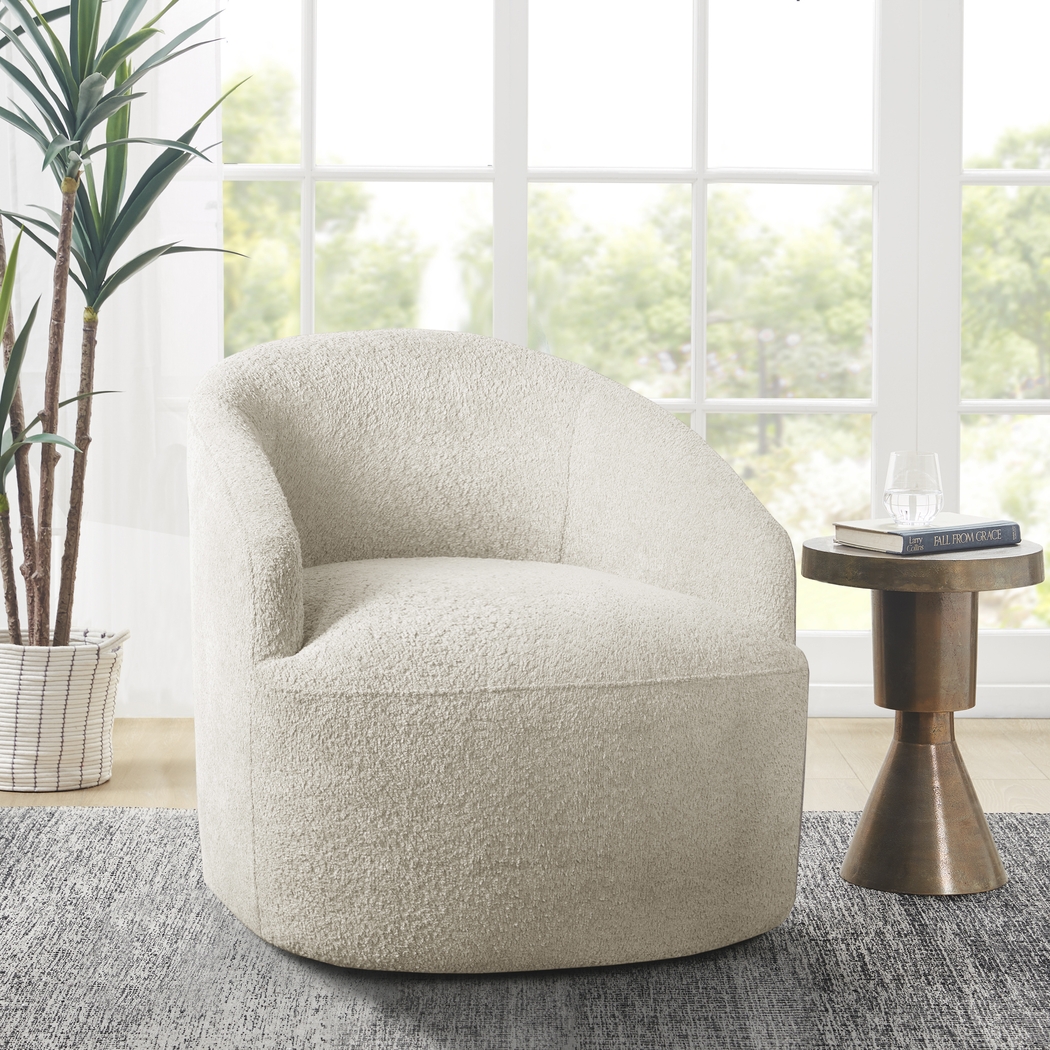 Bracewood Cream Swivel Accent Chair - Thumbnail - Image 2