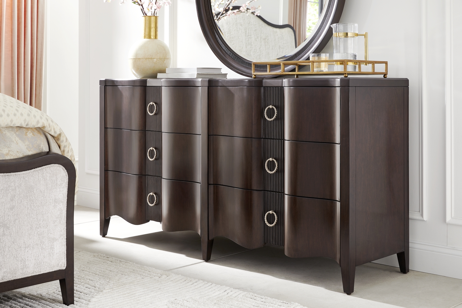 Bradbury Brown Cherry Finish 7 Pc Queen Panel Bedroom - Thumbnail - Image 6