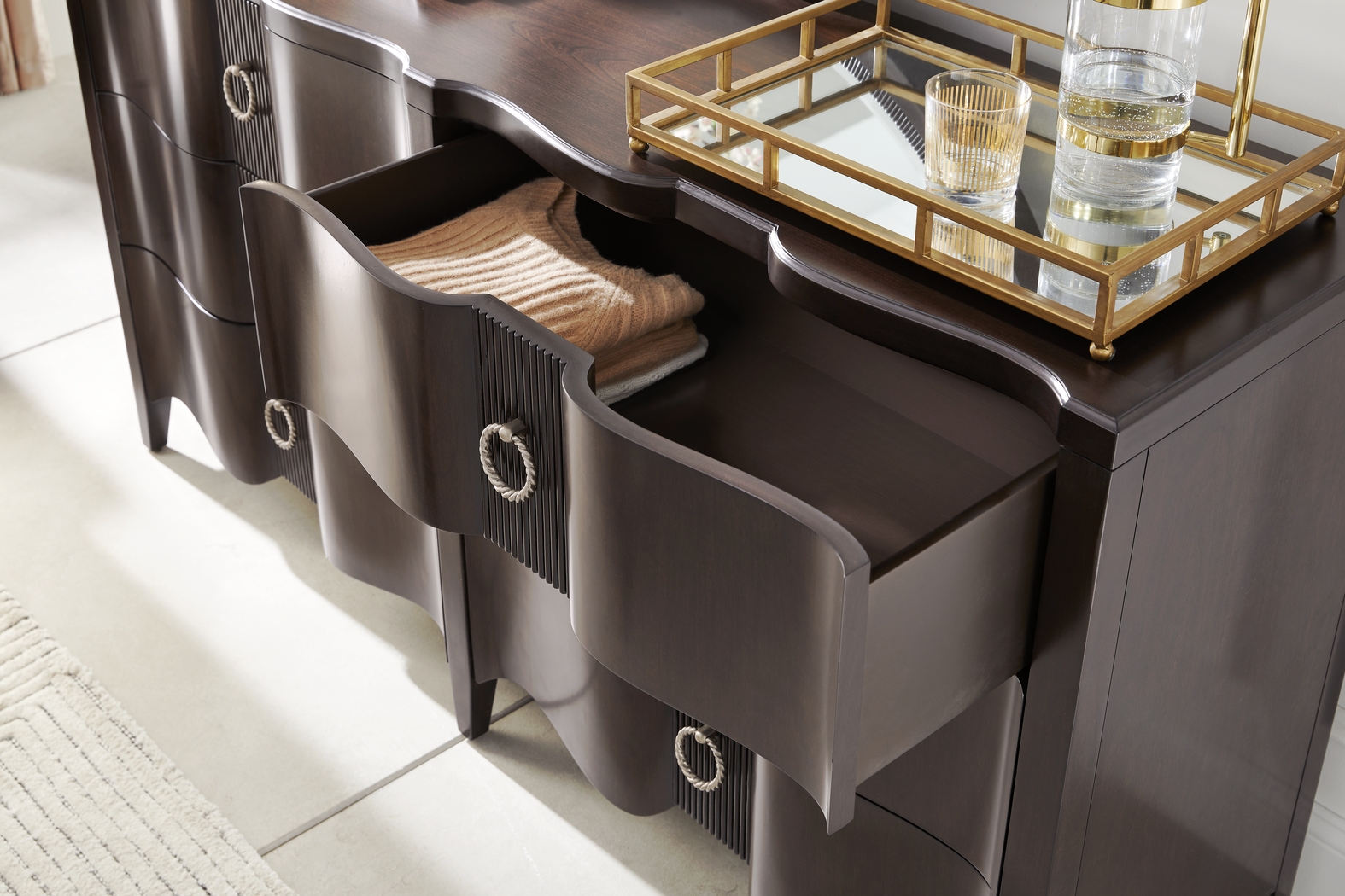 Bradbury Brown Cherry Finish 7 Pc Queen Panel Bedroom - Thumbnail - Image 7