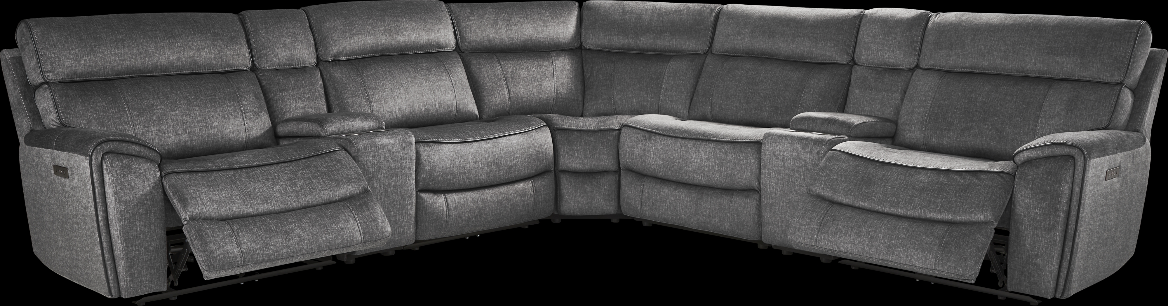 Bradshaw Place Dark Gray 7 Pc Dual Power Reclining Sectional - Thumbnail - Image 1
