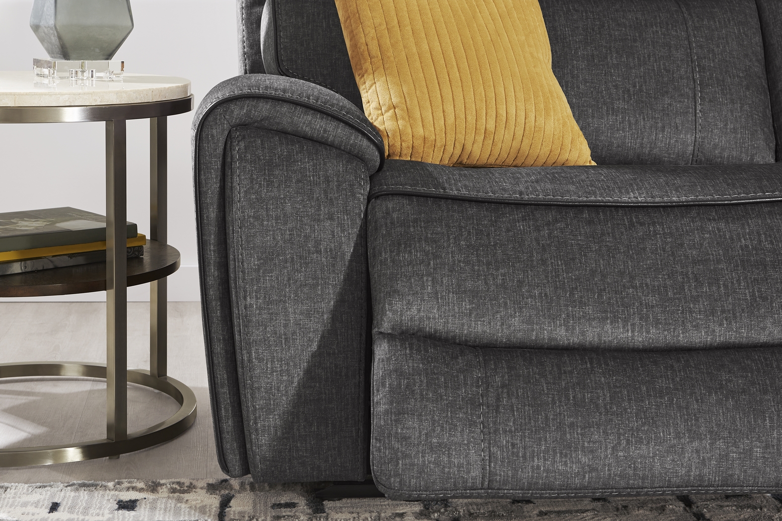 Bradshaw Place Dark Gray Reclining Glider Console Loveseat - Thumbnail - Image 3