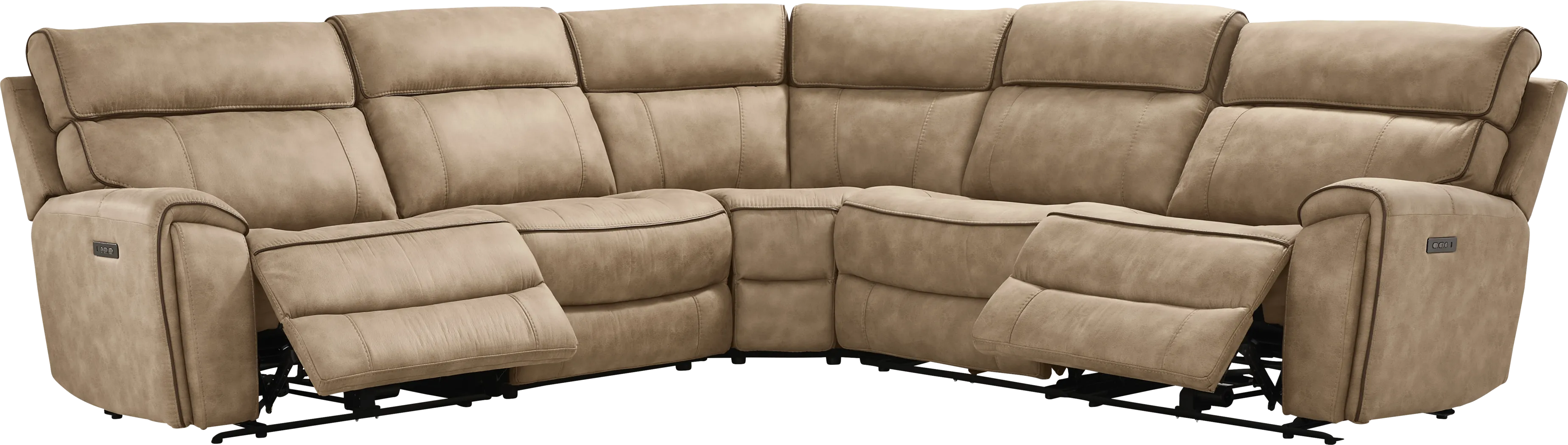 Bradshaw Place Stone 5 Pc Dual Power Reclining Sectional - Thumbnail - Image 1