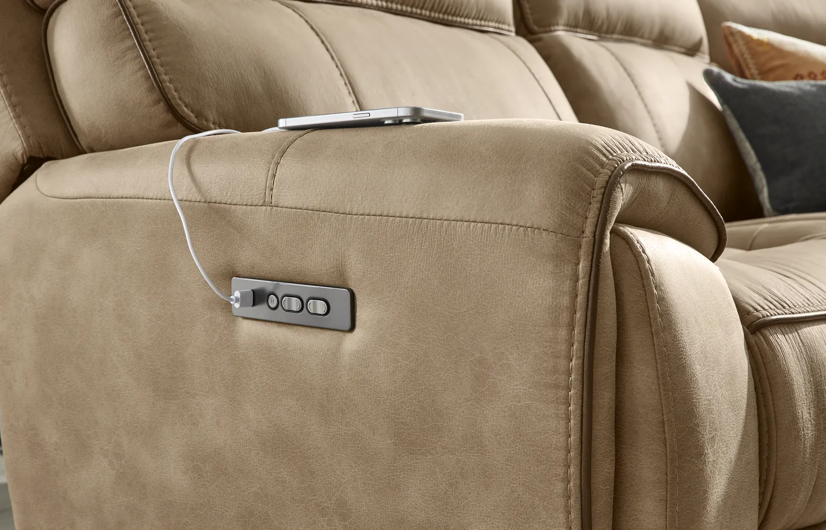 Bradshaw Place Stone 6 Pc Dual Power Reclining Sectional - Thumbnail - Image 7