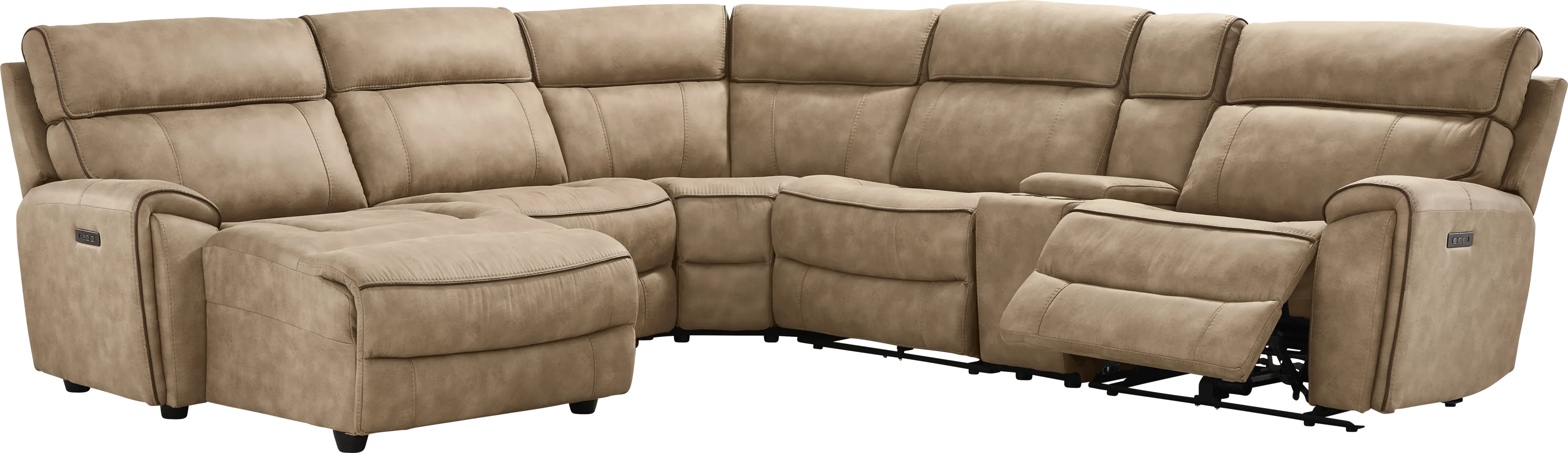 Bradshaw Place Stone 6 Pc Dual Power Reclining Sectional - Thumbnail - Image 1