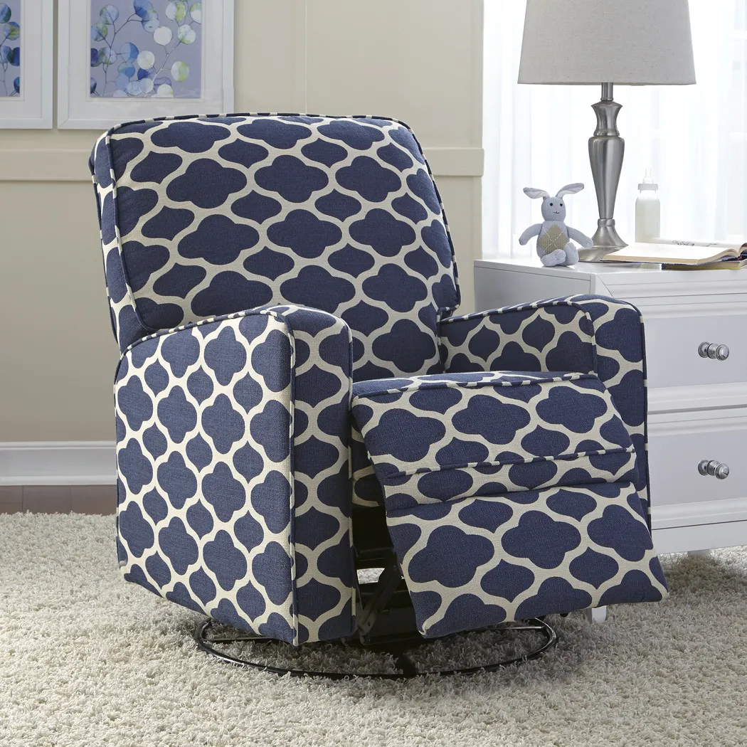 Braemoor Blue Swivel Recliner - Thumbnail - Image 5