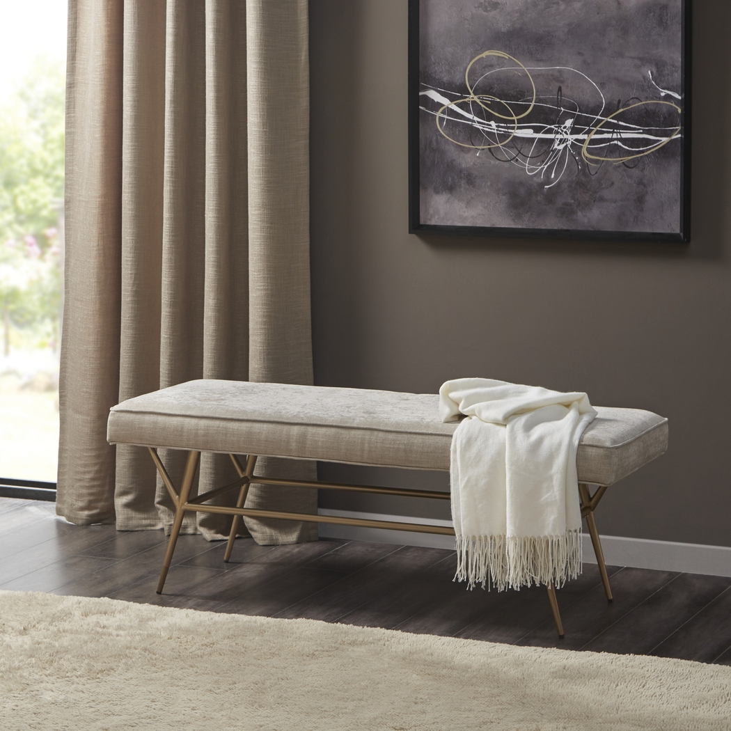 Braeswood Beige Accent Bench - Thumbnail - Image 7