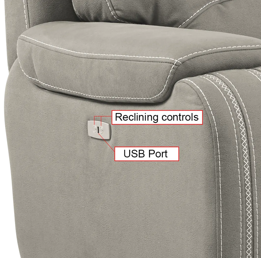 Brampton Place Mushroom Power Reclining Sofa - Thumbnail - Image 3