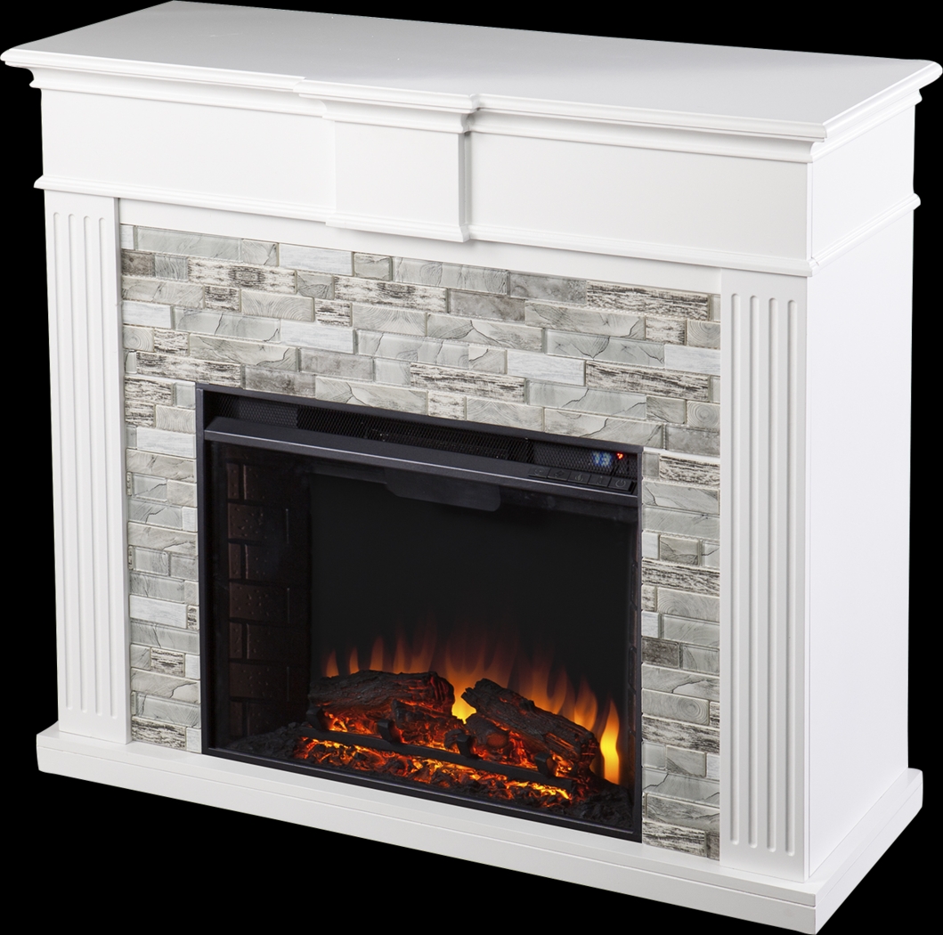 Brandycrest II White 42 in. Console With Electric Log Fireplace - Thumbnail - Image 1