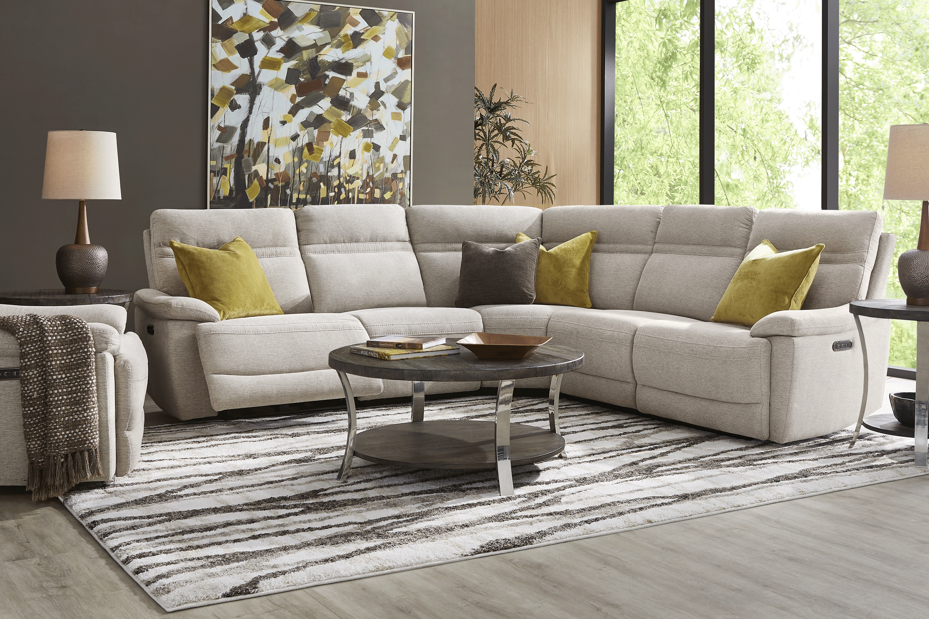 Brantley Light Gray 5 Pc Dual Power Reclining Sectional - Thumbnail - Image 2