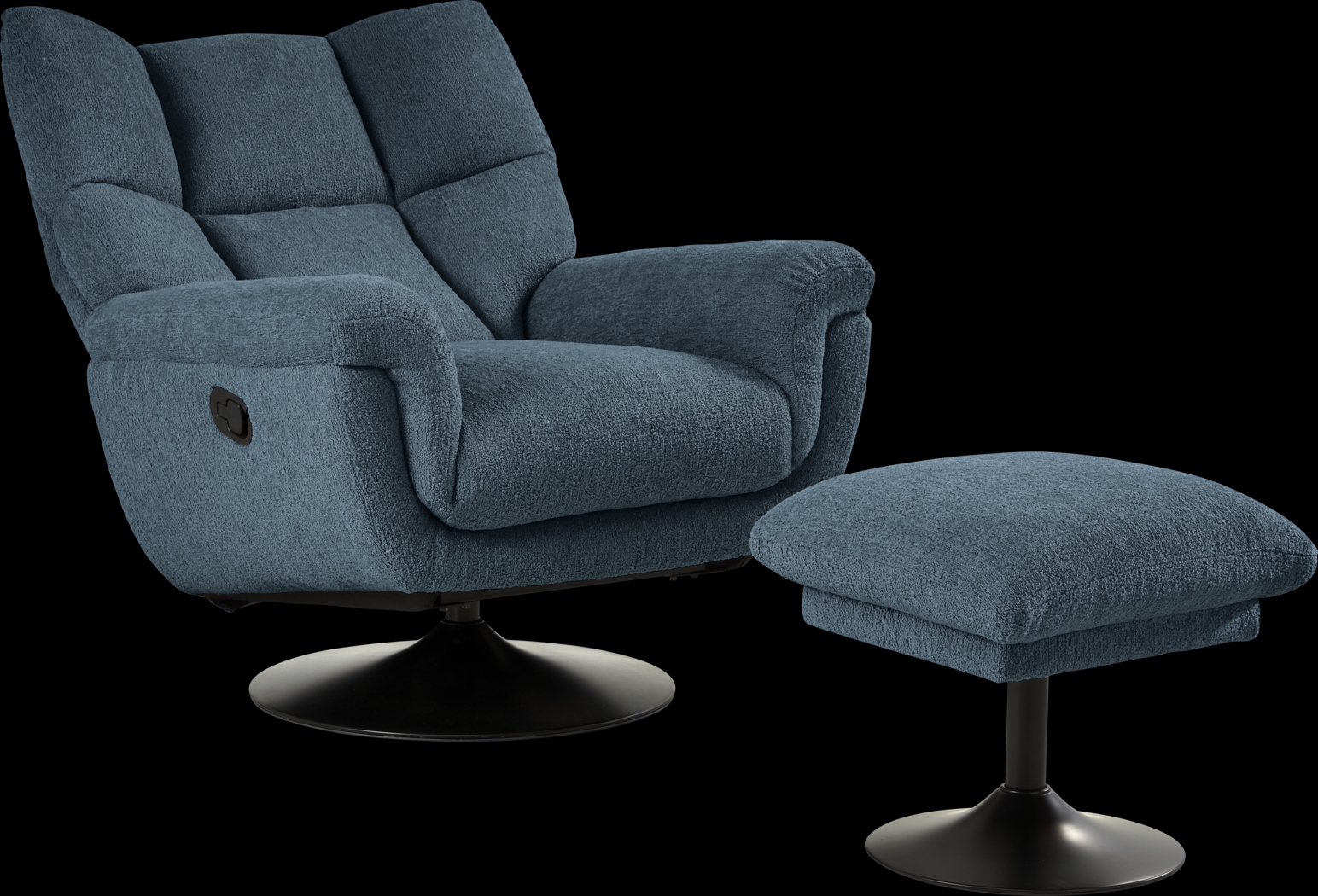 Braselton Blue Swivel Recliner and Ottoman - Thumbnail - Image 2