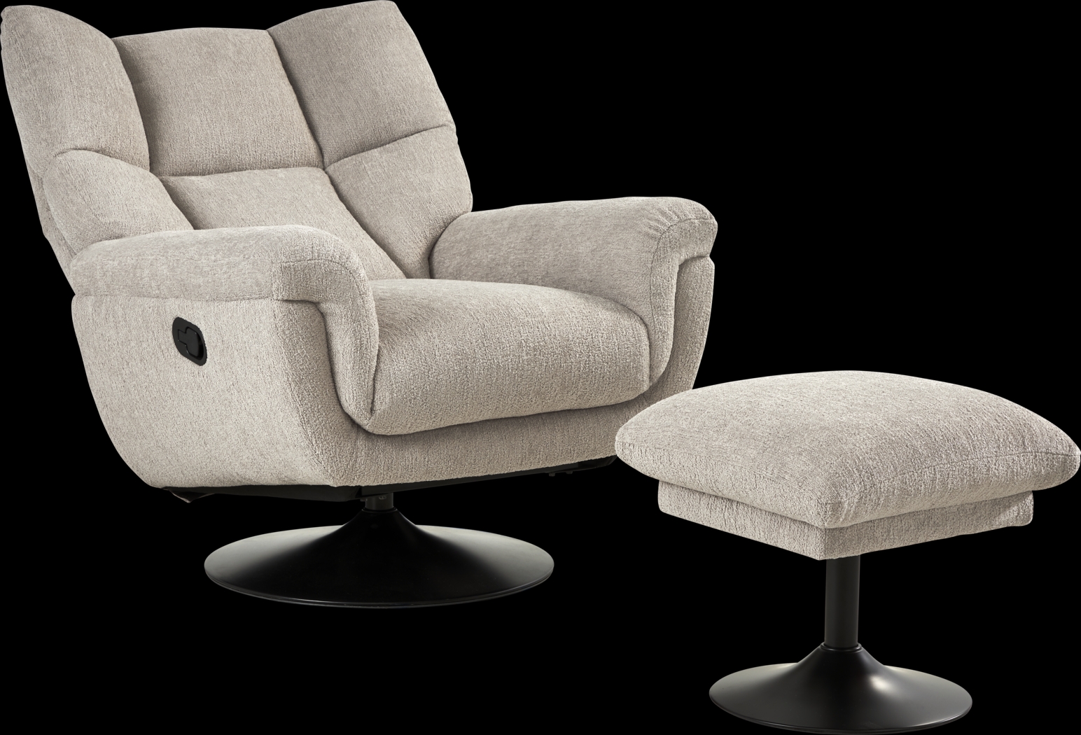 Braselton Silver Swivel Recliner and Ottoman - Thumbnail - Image 2