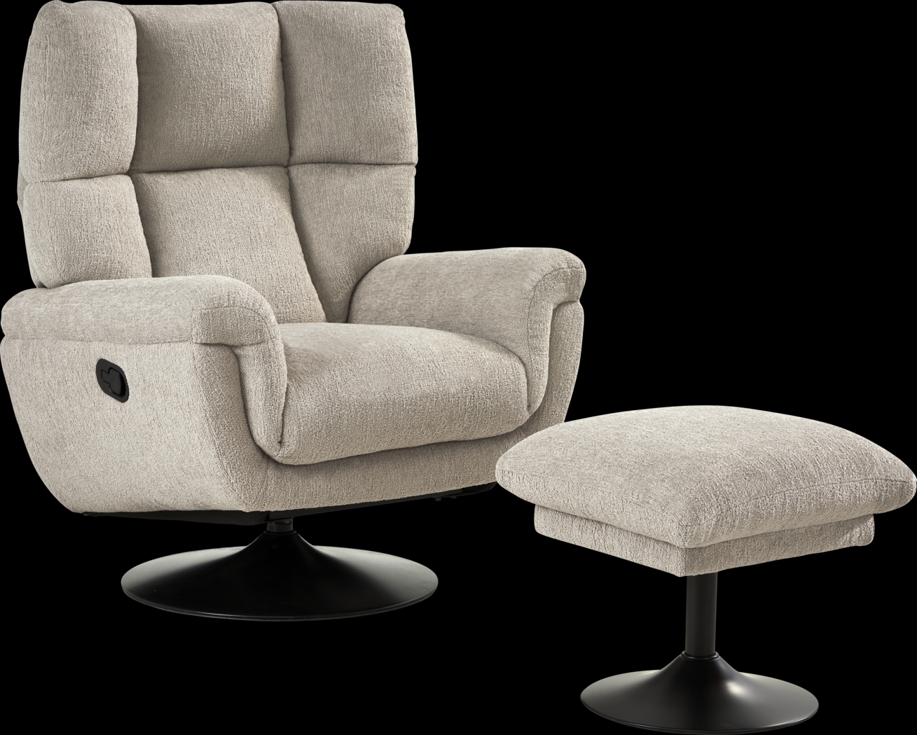 Braselton Silver Swivel Recliner and Ottoman - Thumbnail - Image 1