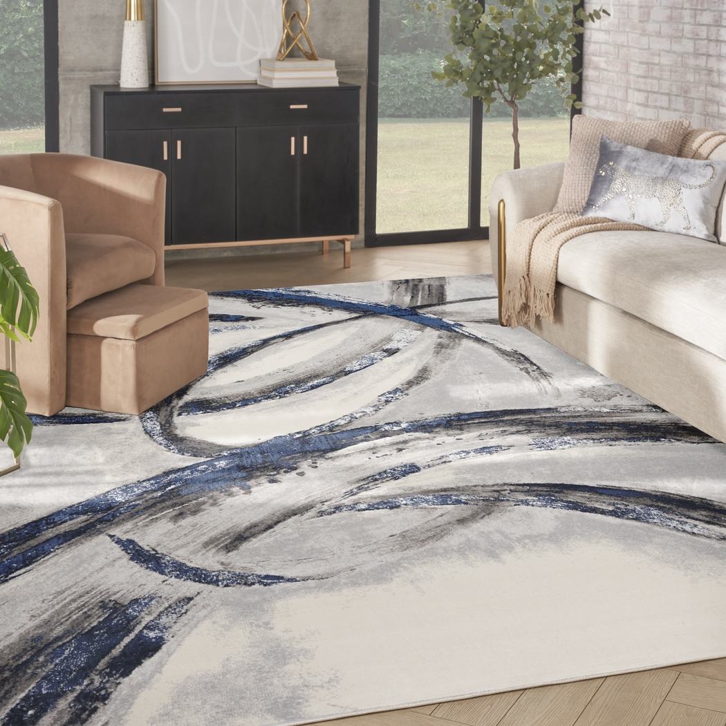 Brasix Gray/Navy 9' x 12' Rug - Thumbnail - Image 2