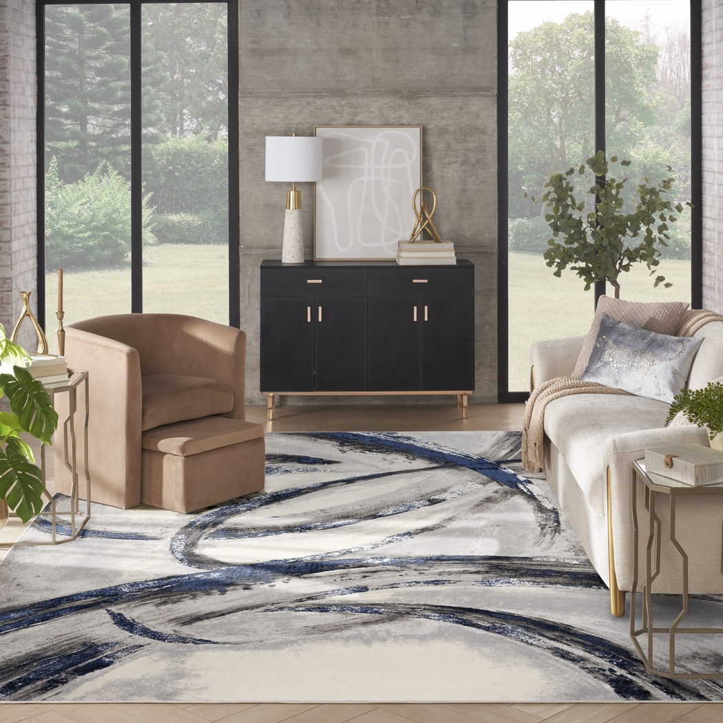 Brasix Gray/Navy 9' x 12' Rug - Thumbnail - Image 3