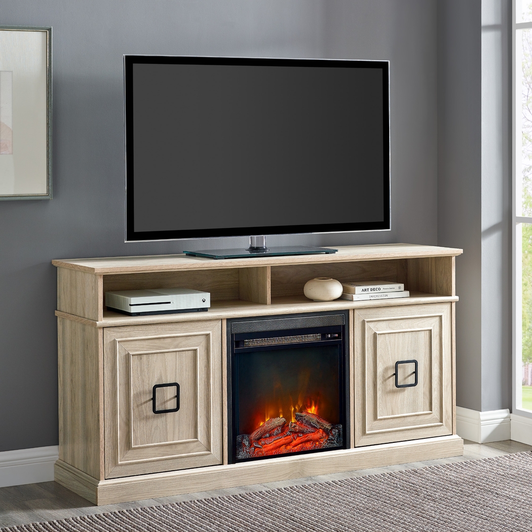 Brassiewood Birch 58 in. Console With Electric Fireplace - Thumbnail - Image 4