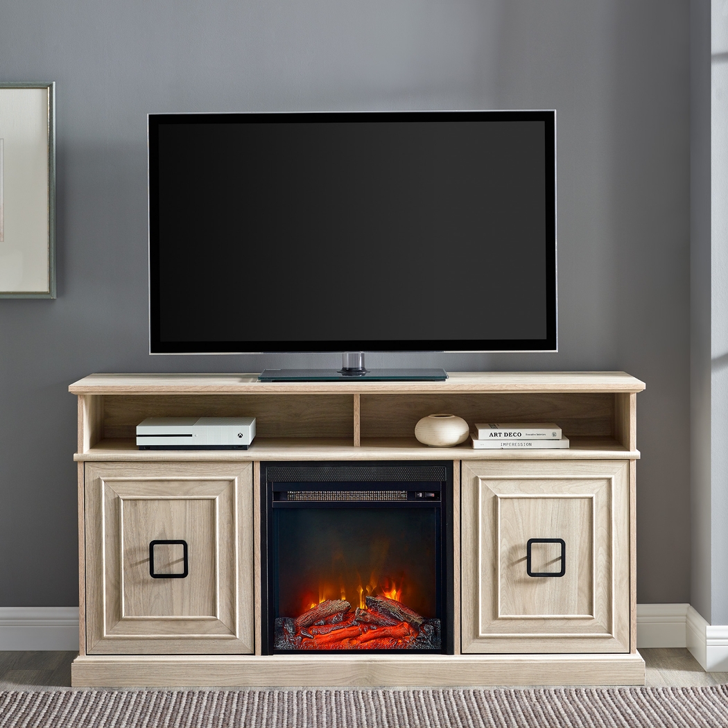 Brassiewood Birch 58 in. Console With Electric Fireplace - Thumbnail - Image 5